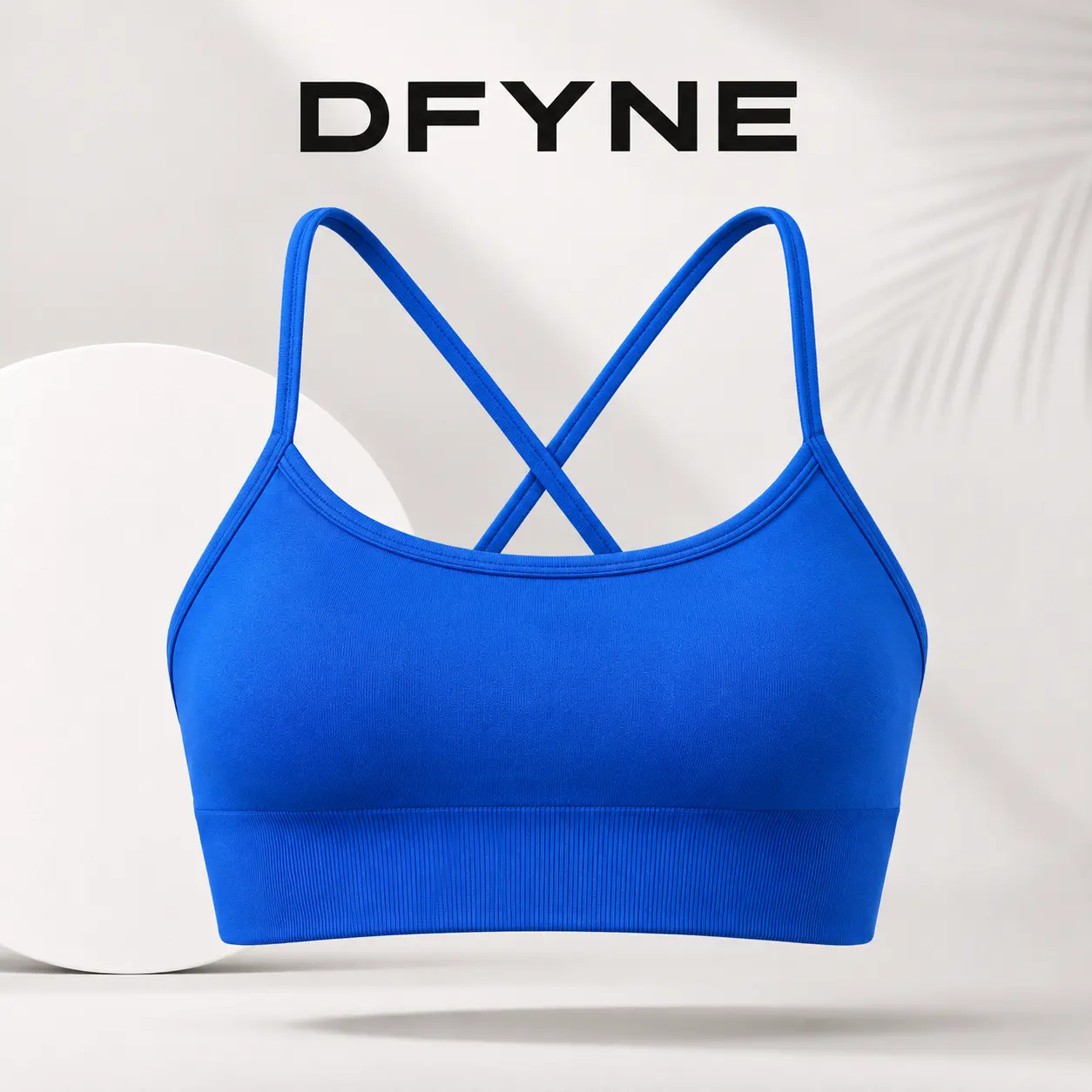 DFYNE Women’s Seamless Cross Back Sports Bra, Padded High Support Workout Bra, Shockproof Yoga Gym Fitness Tank Top