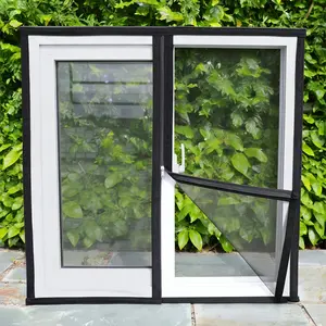 Zipper Self-Adhesive Window Mesh, No Drilling Mosquito Net, Breathable Ventilation Curtain, Easy Install Bug Screen for Bedroom Kitchen Living Room Balcony