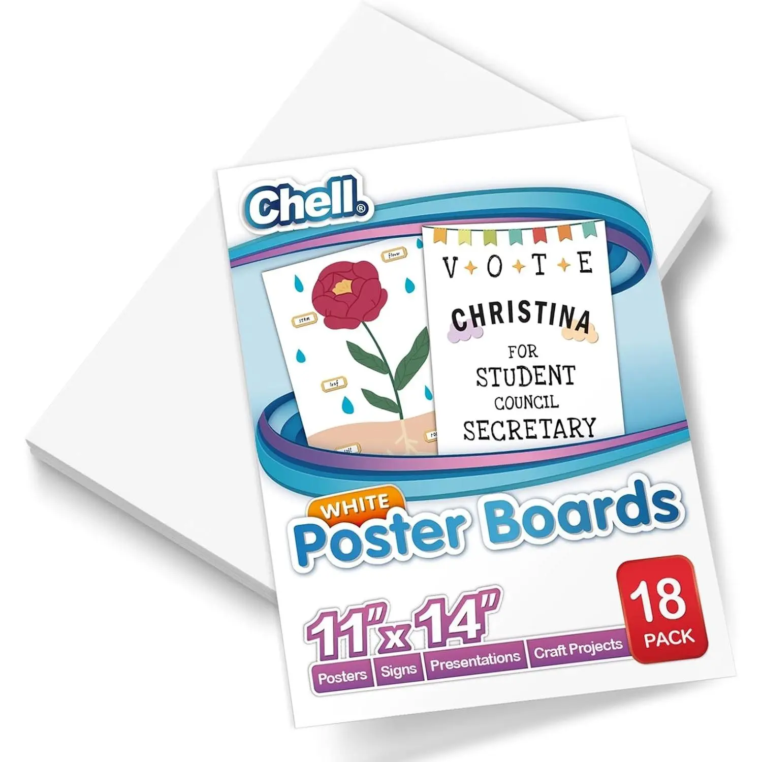 White Heavyweight Poster Board, 11"x14", 85 lb Cover Weight, 18-Count Packs for School Craft Projects