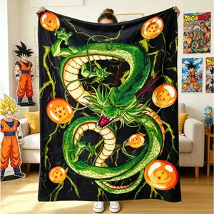 Dragon Ball Shenron Flannel Blanket, Lightning Dragon Anime Throw Blanket for Adults Kids, Ultra Soft Plush Fleece Cozy Warm Blanket for Sofa Bed Couch Travel Home Decor Birthday Holiday Gift