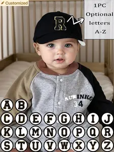 1PC Children 26 Letter Baseball Cap Gold Thread Embroidery Craft Letter Design Style Baby Boys Snapback Cap Girls Boys Sun Hats 1-3Y