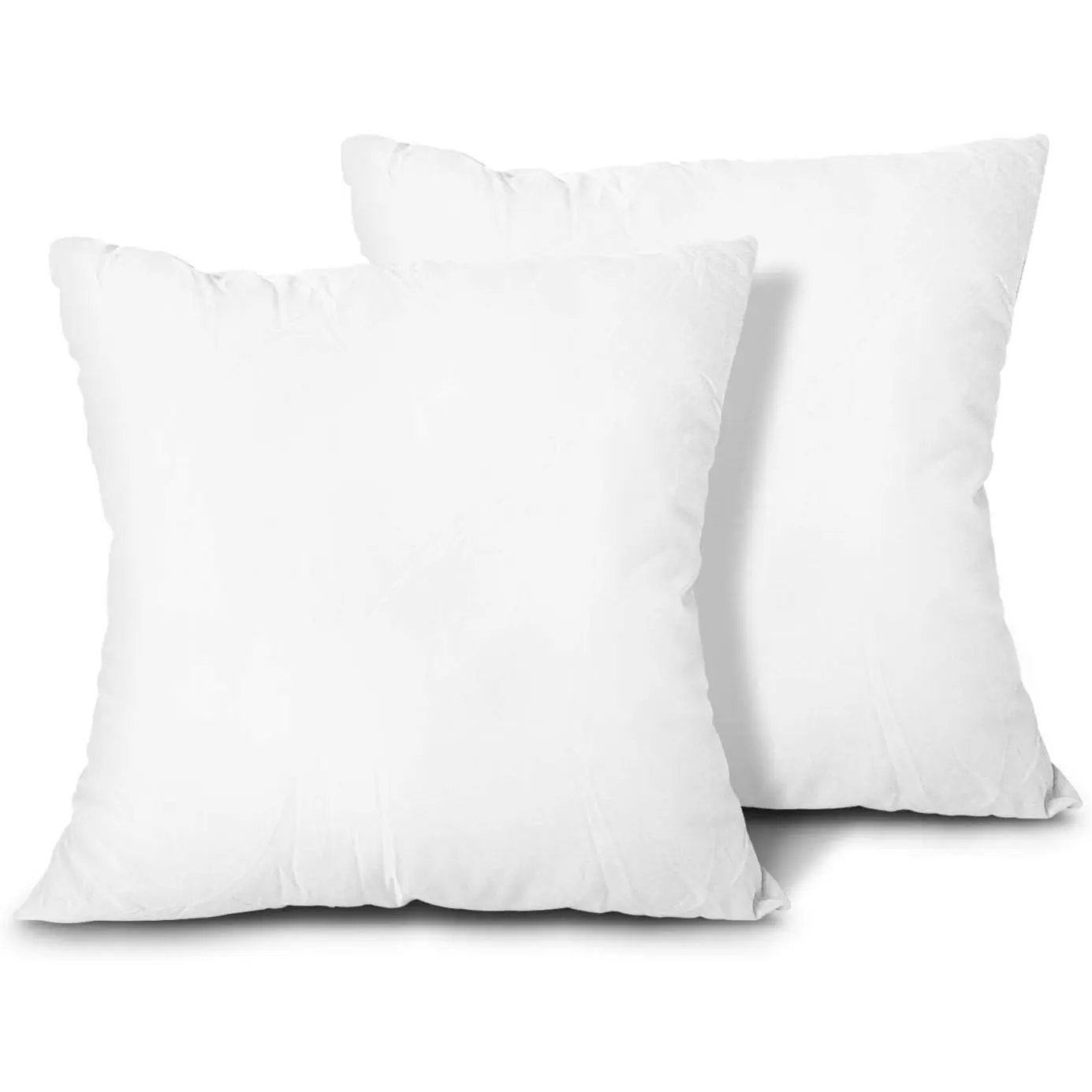 Throw Pillow Inserts, Set of 2 Lightweight Down Alternative Polyester Pillow, Couch Cushion, Sham Stuffer, Machine Washable. (White, 18x18)