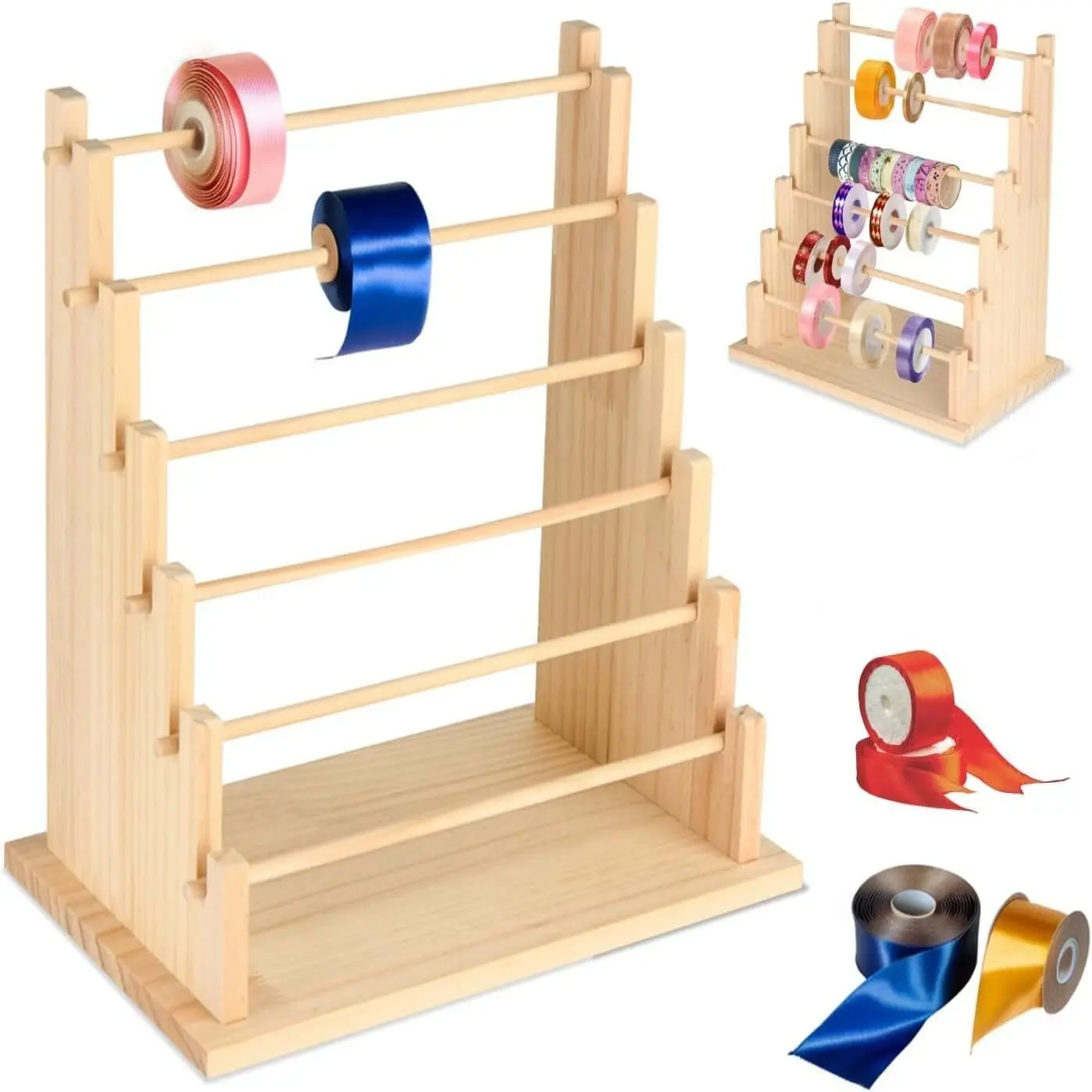 6/4 Layer Six Layers Jewelry Display Rack, Handmade Wooden Bead Bracelet Organizer, Elegant Jewelry Organizer, DIY Jewelry Sorter, High-Quality Recycled Wood, Home & Gift Packaging, Durable Organizers