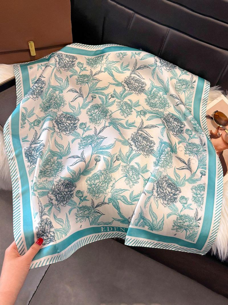 Women's Ditsy Floral Print Square Scarf, Casual Soft Comfortable Shawl for Daily Wear, Fashion Accessories for Women & Girls