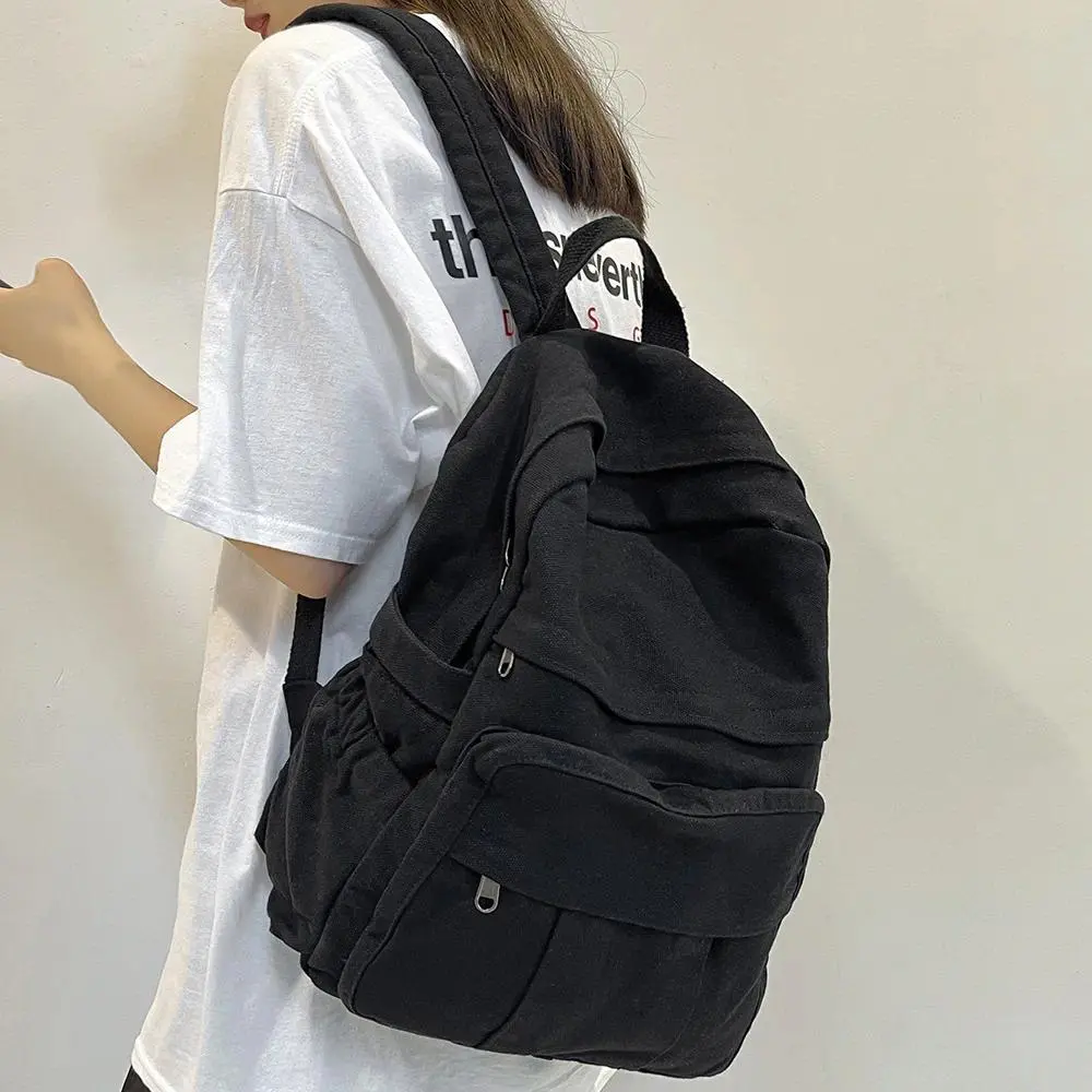 Girl Fabric School Bag New Fashion College Student Vintage Women Backpack Canvas Female Laptop Bag Travel Kawaii Ladies Backpack