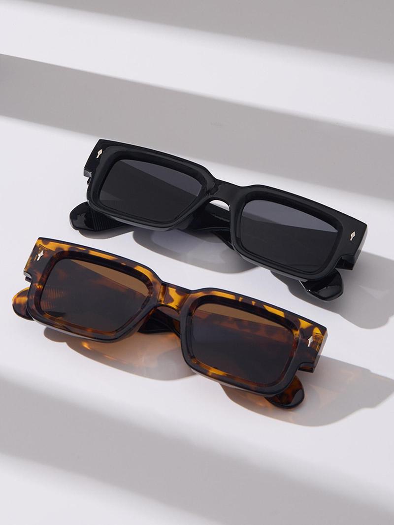 Square Frame Trendy Casual Sun Protective Sunglasses, His and Hers Gifts, Fall Outdoor Sun Protection Lightweight Durable Sunglasses for Women, Travel Essentials, Trendy Styling Sunglasses, Back To School High Quality Sunglasses, Modern Frames Sunglasses