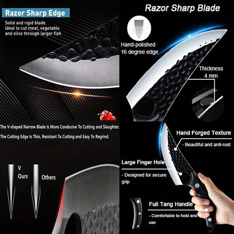 Portable black kitchen Knife Cutting Meat Boning and Peeling Knife Small Curved Knife Killing Fish Pig Sheep Cutting Pork Fruit Knife Barbecue Knife