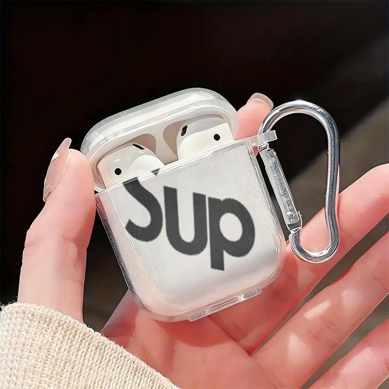 Slanted Bold Supreme Style  AirPods Case Shockproof Dustproof Armor for AirPods 1/2/3/4 Drop-Proof Protection Streetwear Vibe Perfect Gift for Tech Fashion Heads