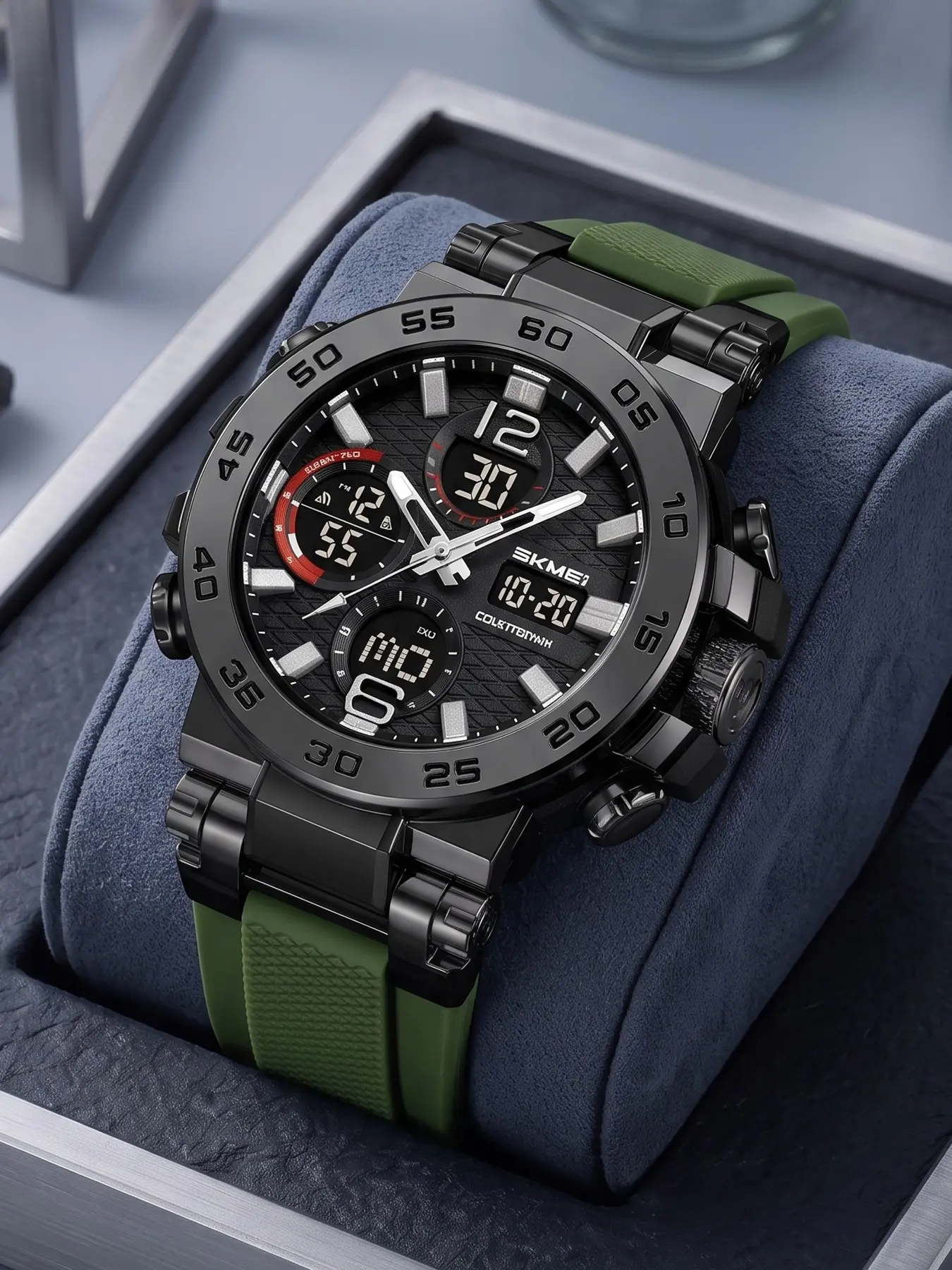 Skmei Men's Digital Electronic Watch, Dual Display, LED Night Light, Casual Style, Suitable for Outdoor Activities, Perfect Gift