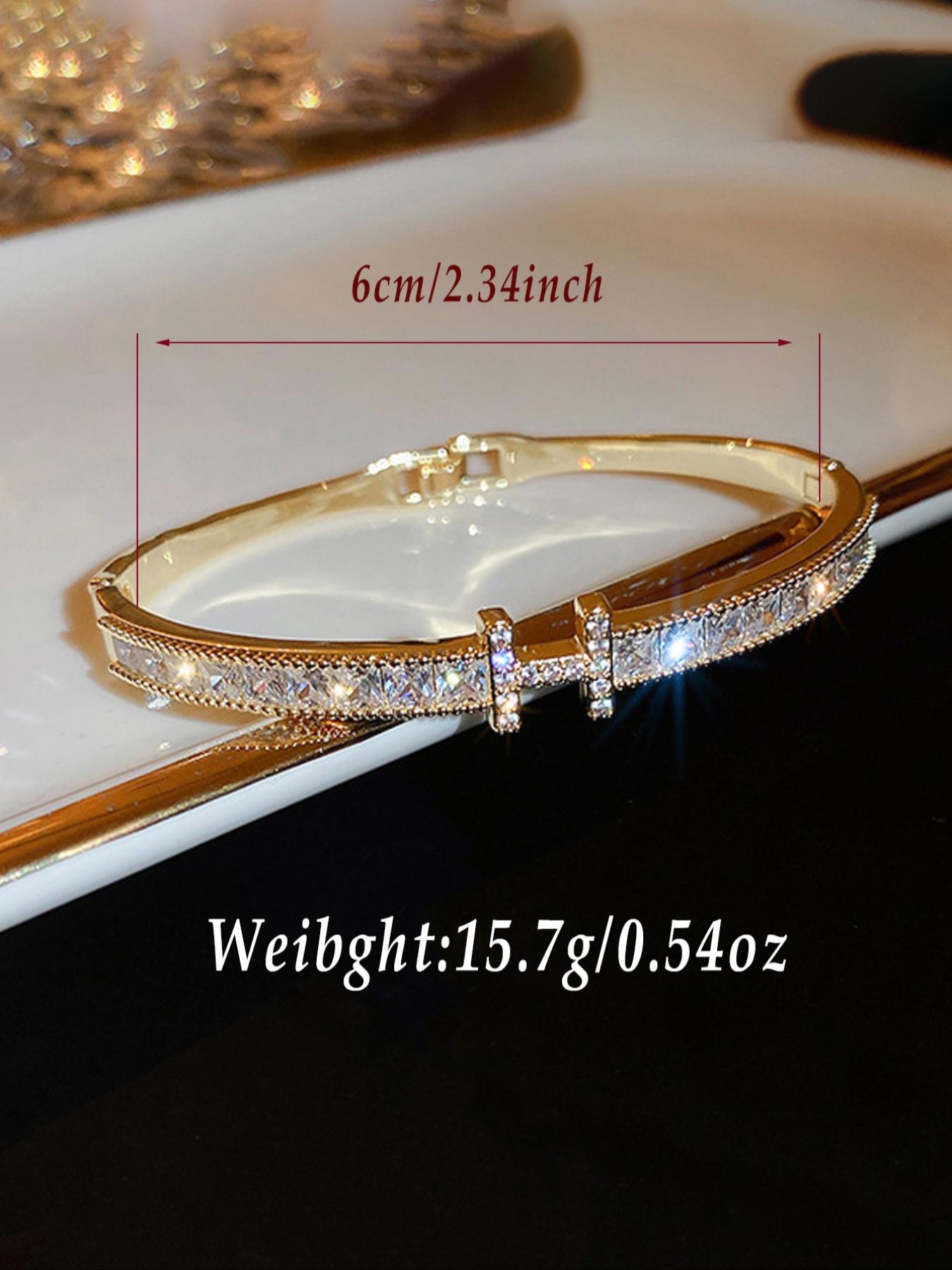 Letter H Design Bangle, Fashionable Rhinestone Decorated Bangle for Women & Girls, Trendy All-match & Exquisite Jewelry for Birthday Gift, Rhinestone Bangle Bracelet