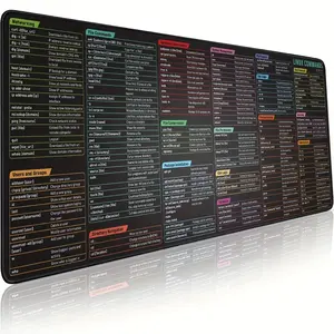 Shortcut Keys Mouse Pad, Linux Commands Line, Large Cheat Sheet, Gaming Mousepad, Non-Slip Stitched Edge, PC Office Keyboard Mat