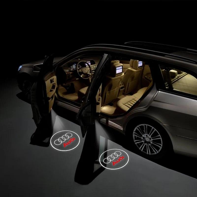 2Pcs LED Car Door Welcome Light HD Wireless Light Projector Lamps For Audi A3 A4 A6 A5 Q5 A1 Q7 Q6 Q3 Q2 Q8 A7 A8 TT S1 SQ5 RSQ3