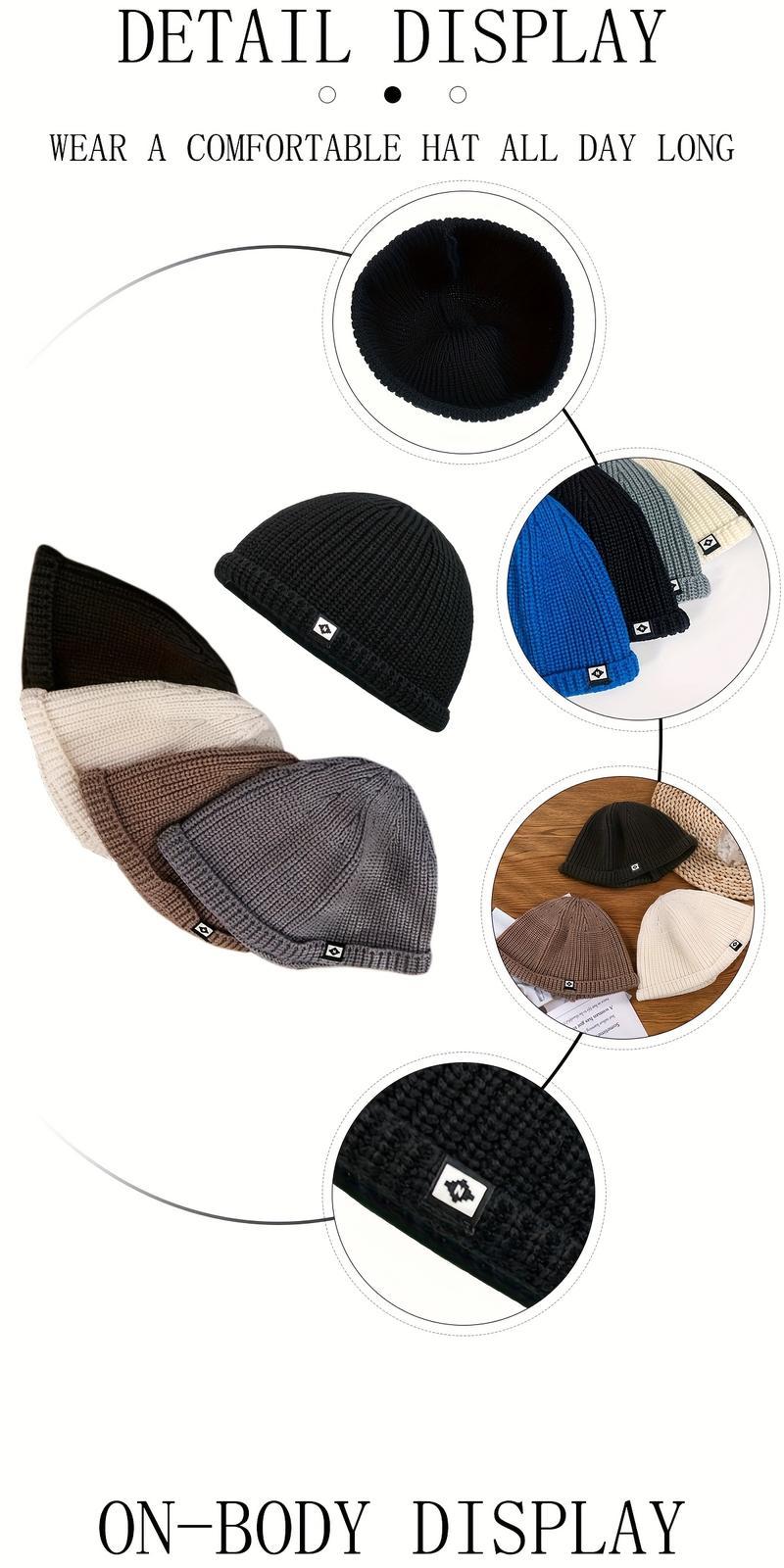 1pc Unisex Fisherman Beanie - Warm Ribbed Cuff Skull Cap with Logo Patch, Hand Washable Coldproof Winter Hats for Men & Women, Lightweight Elastic Fit, Comfortable Ribbed Texture, Casual Outdoor Headwear, Winter Headwear, Durable Headgear