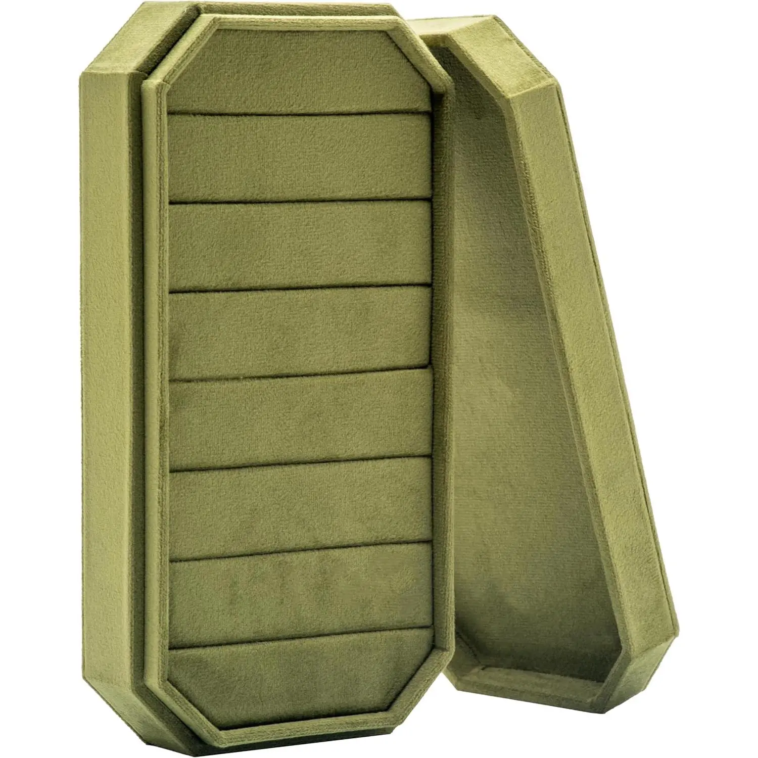 Ring Organizer Display Tray  Box Earring Holder Case | for Wedding Birthday Christmas Day (Olive Green)