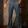 Men's Micro Flare Casual Pants, Fashion Comfort with Back Pockets, Loose Outdoor Long Pants, Versatility Streetwear, Light Business Suit Piece Spring & Autumn Trouser