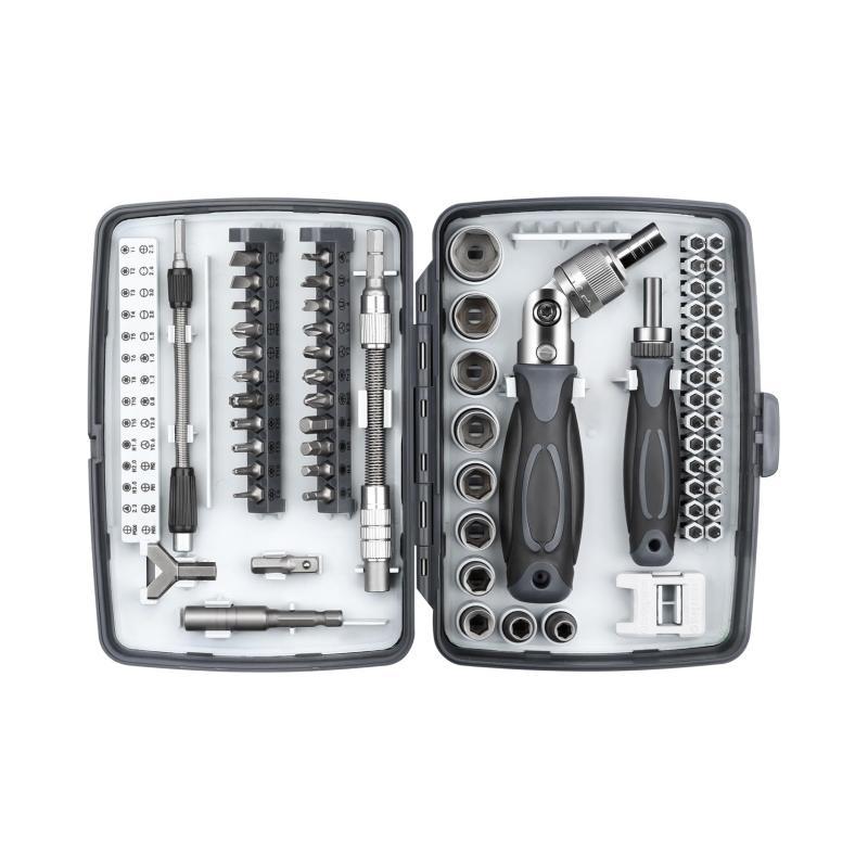 Portable Ratchet Screwdriver Set, Socket Set & Screwdriver Bit Set with Rotatable Ratchet Handles & Storage Case, Household Repair Tool Kits for Bike