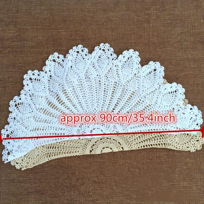 35.4inch Polyester Blend Handmade Crochet Round Tablecloth - Vintage Doily for Universal Holiday Decor and Special Occasions