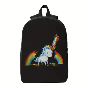 Angry Pony Magic Backpack - Zipper closure, sturdy handle - Lightweight for daily use, ideal birthday or graduation gift (black with rainbow accents) - Fun design