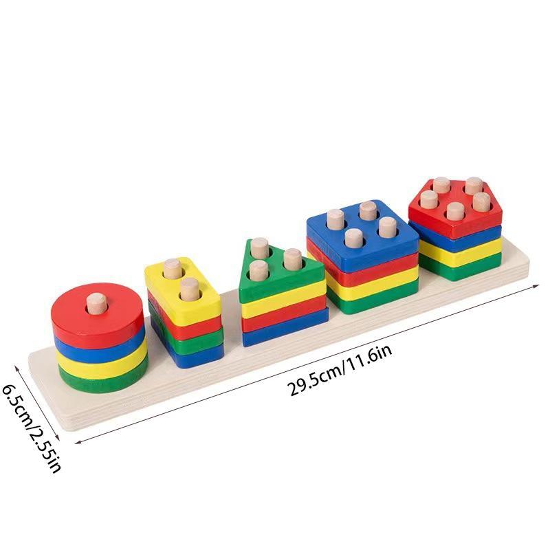 Wooden Shape Sorter Toy, Shape Matching Montessori Toy for Fine Motor Skills & Shape Recognition, Interactive Learning Toy for Home School
