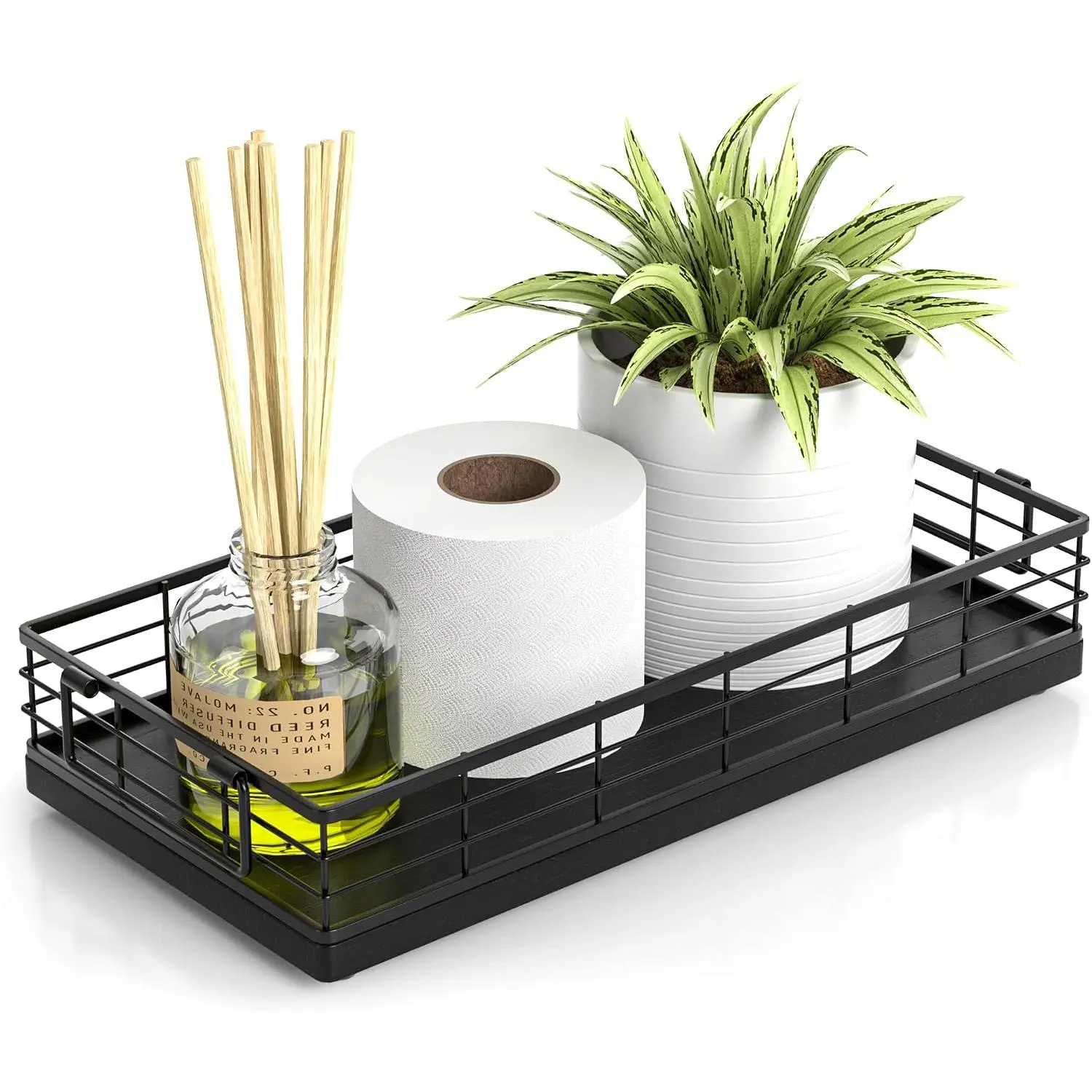 Toilet Paper Basket, 13 Inch Bathroom Toilet  Basket with Handles Black | Bathroom Basket,  of Toilet Basket, Toilet  Tray, Toilet Organizer for Toilet Paper Storage, Toiletries & Essentials