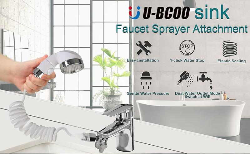 Sink Hose Sprayer Attachment for Faucet,Shower Head Sink Hose Attachment for Pets Dog Rinse, Hair Washing Rooms, Kitchens, Bathrooms, Laundry Rooms