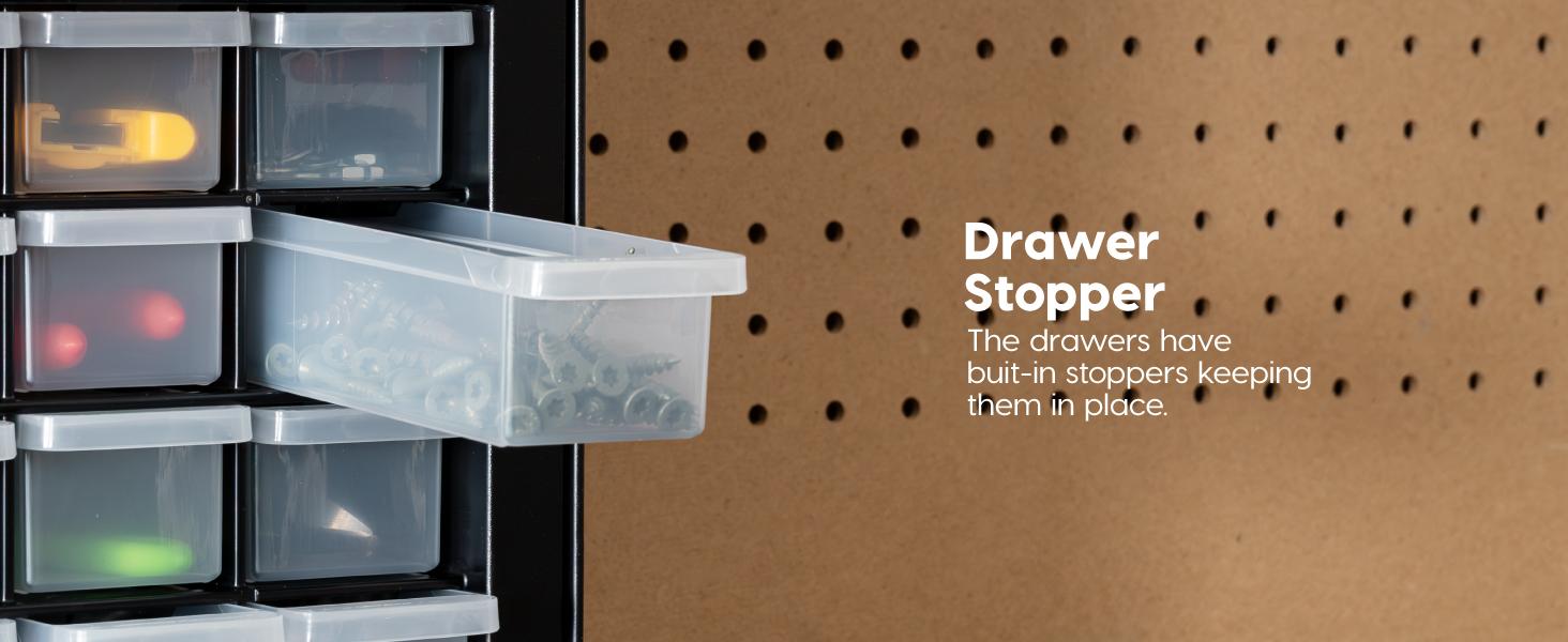 Screw Tool Organizer Small Parts Cabinet, 44-Drawer, Electronics Hardware Nuts and Bolts Plastic Storage Drawers Garage Storage, Stackable Bead Craft Organizer Building Bricks Sorter, Black