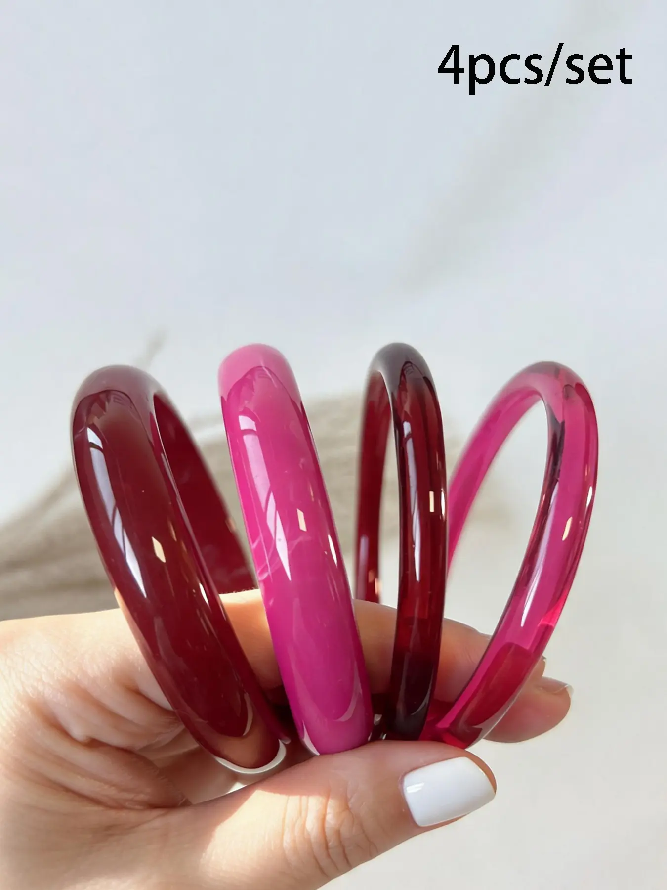 4pcs Boho Style Geometric Design Resin Bangle Bracelets, Stackable Bangles, Layered Bracelet Set, Fashionable Layered Hand Jewelry, Perfect for Daily Wear and Gift Giving, Elegant and Versatile Accessories, Bracelet Combination Set