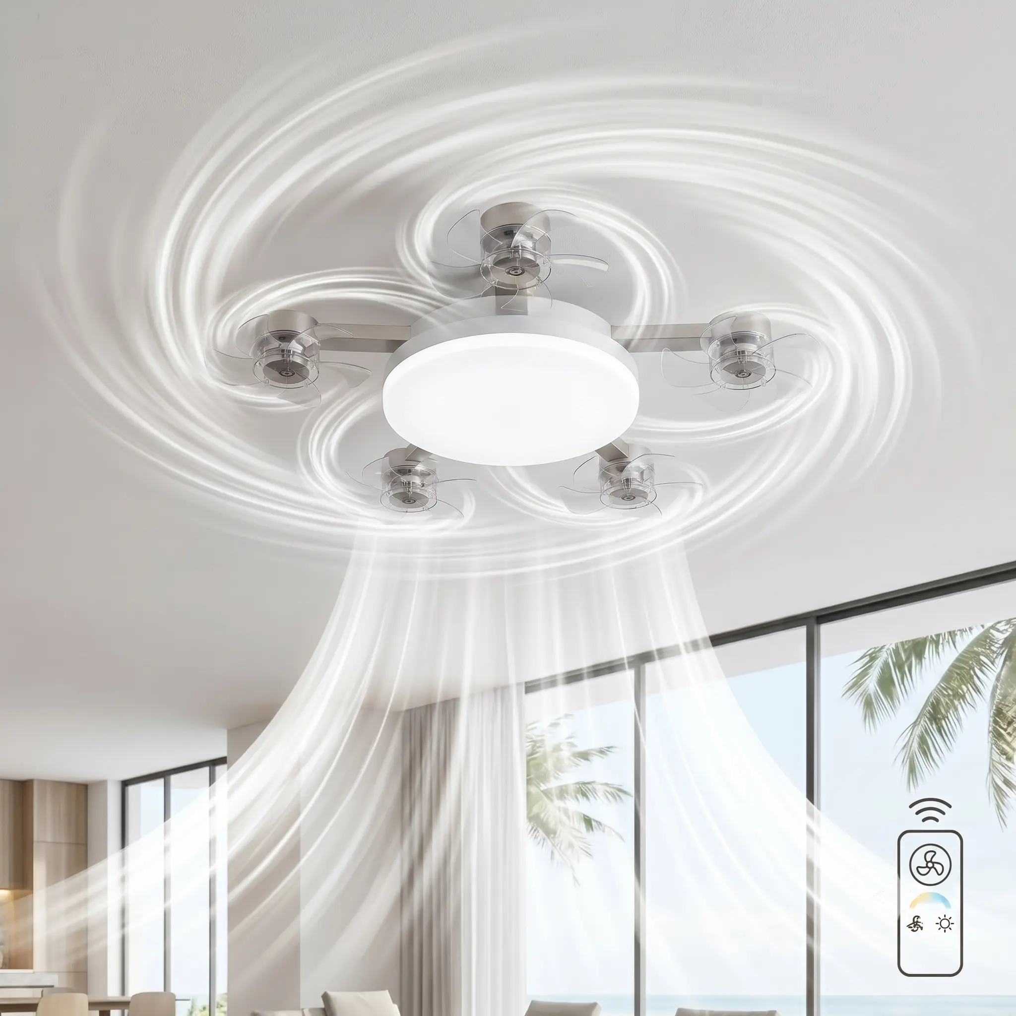 2-in-1 Smart Socket Fan Light: Replace Bulb with Fan, No Wiring Needed| Silent Screw-in Ceiling Fan with Dimmable LED for Bedroom, Kitchen & Garage (2026 Upgraded E26/E27 Base)