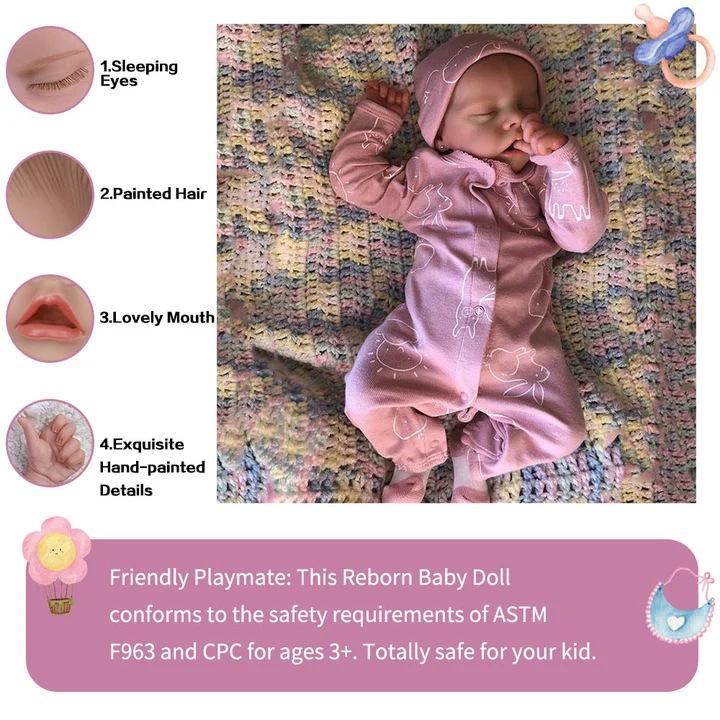 18-Inch Reborn TWINA Simulated Baby Doll Soft Cuddly Gift for Girls 48Cm Full Glue Body Hand Painted Hair Tailor-Made Clothing Reborndolls Realistic Newborn Sleeping