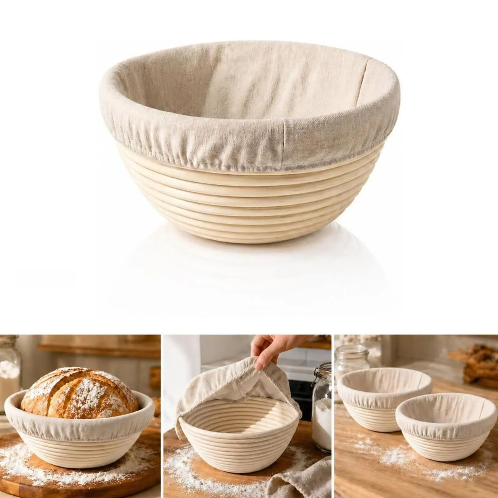 1 Pack Banneton Bread Proofing Baskets for Sourdough, 9 Inch Round Natural Rattan Proofing Basket for Dough Rising, Bread Proofing Bowl Sourdough Bread Baking Supplies for Home Bakers, Baking Essentials