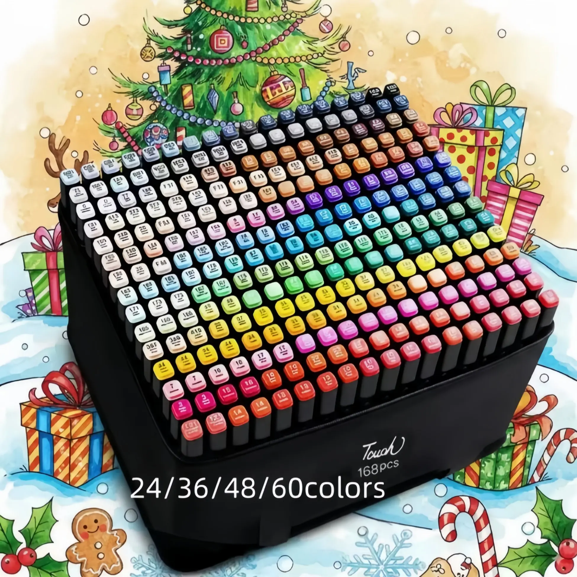 24/36/48/60 Colors Alcohol Markers Set, Dual-Ended Art Coloring Pens, Art Tools, Perfect for Adult Sketching, Drawing, Anime, Halloween, Christmas Gifts
