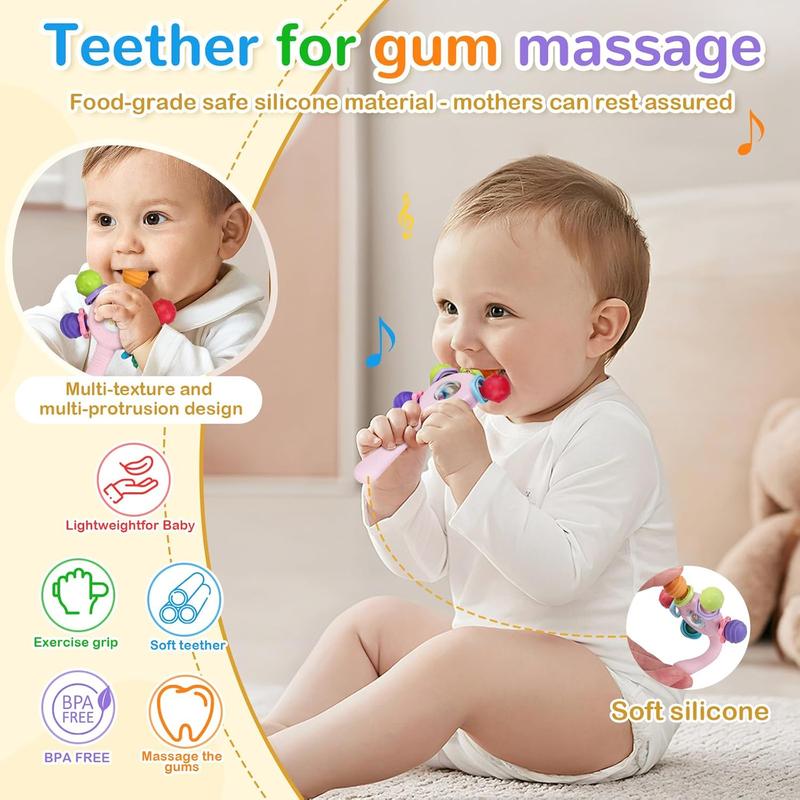 Baby Teether Rattle Toy, Baby Teething Toy, Baby Sensory Toy, Early Education Toy, Motor Skills Training Toy, Birthday Gift for Boys and Girls #TOP PICKS