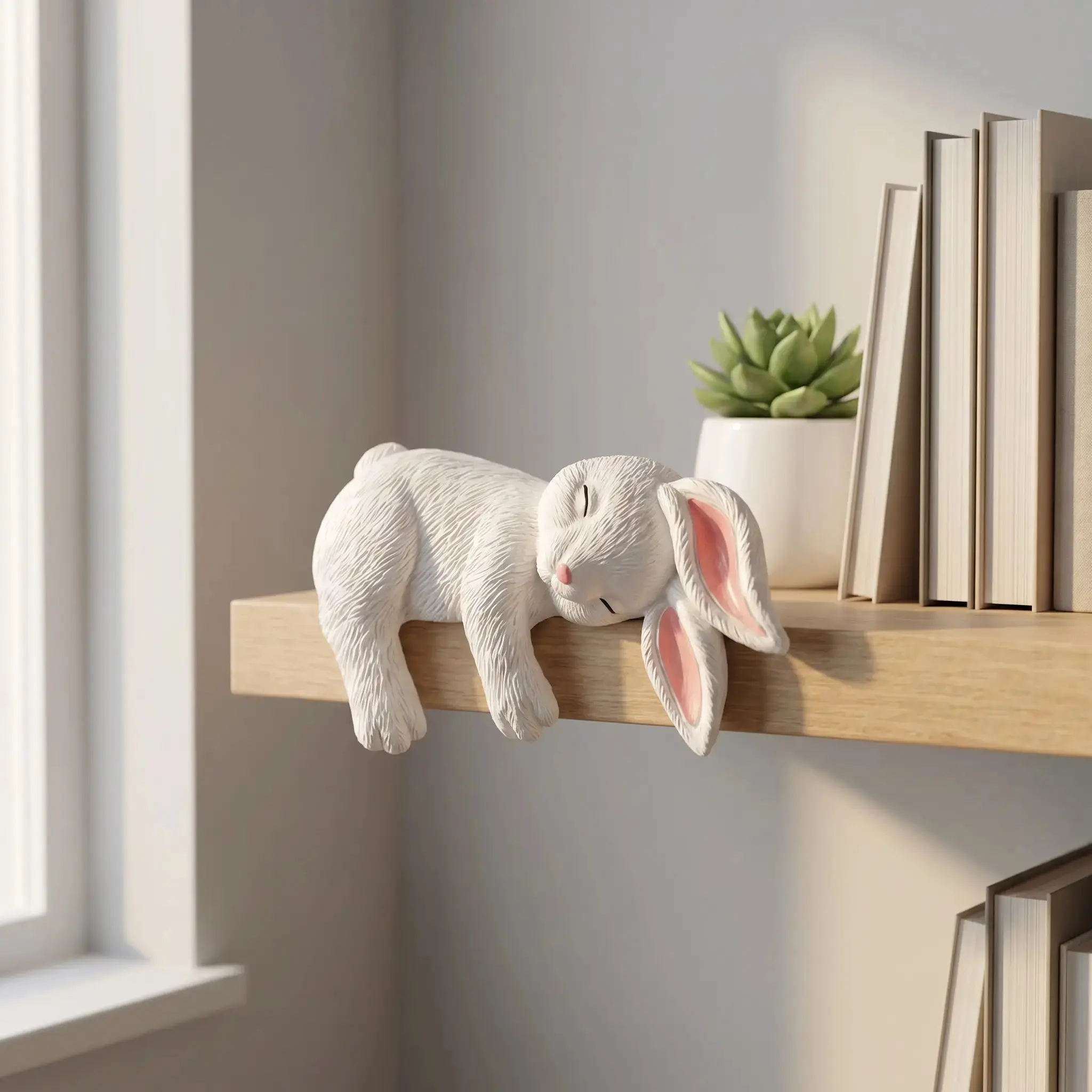 Cute Rabbit Wall Hanging Decor, Bookshelf Edge Decoration, Small Animal Figurine, Home Ornament, Living Room & Office Accessory