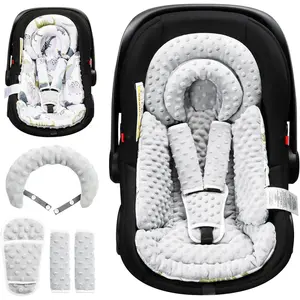 Infant Car Seat Insert, Reversible Soft Minky and Breathable Mesh Head & Body Support for Newborns, Universal Liner for Strollers, Swings, Bouncers with Removable Cushion & Strap Covers - Grey, Car Seat Covers, Seat Filler