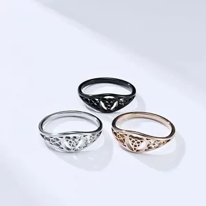 Viking triangle knot hollow stainless steel ring multiple sizes for men and women daily wear gift