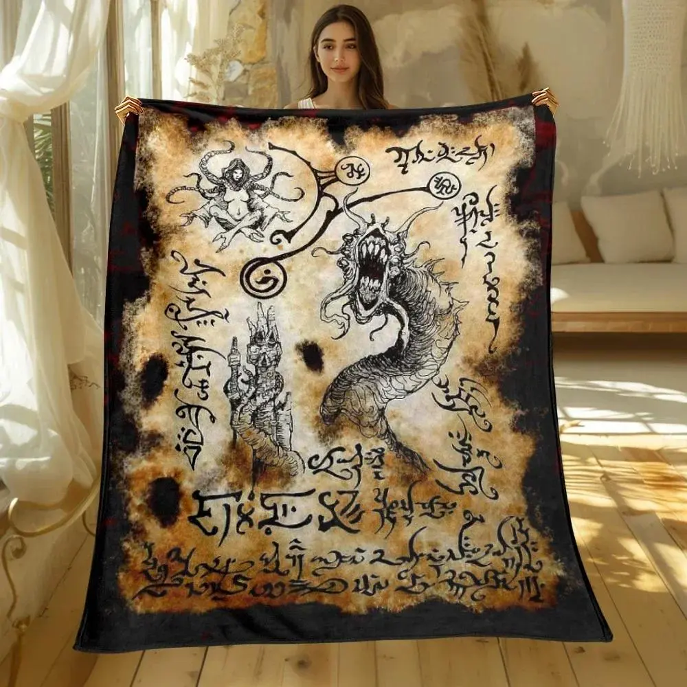 Cthulhu Book Art Polyester Flannel Blanket - Soft, Warm, Stain-Resistant Multi-Size Throw for Living Room, Sofa, DIY Home Decor & Gift Ideas