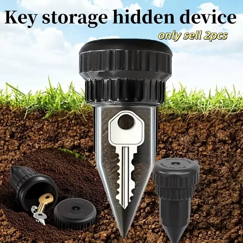 2-Pack Outdoor Key Storage Box, Camouflaged Garden Sprinkler, Waterproof, Hidden Underground, Secure Key & Small Item Organizer