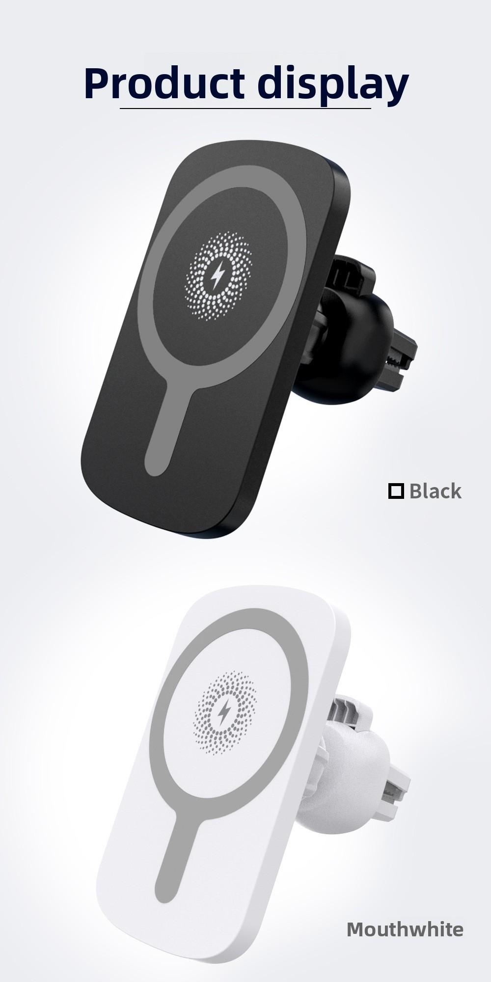 Car-mounted magnetic wireless charging stand 15W MagSafe fast charging compatible with Apple 12-15 magnetic wireless charger