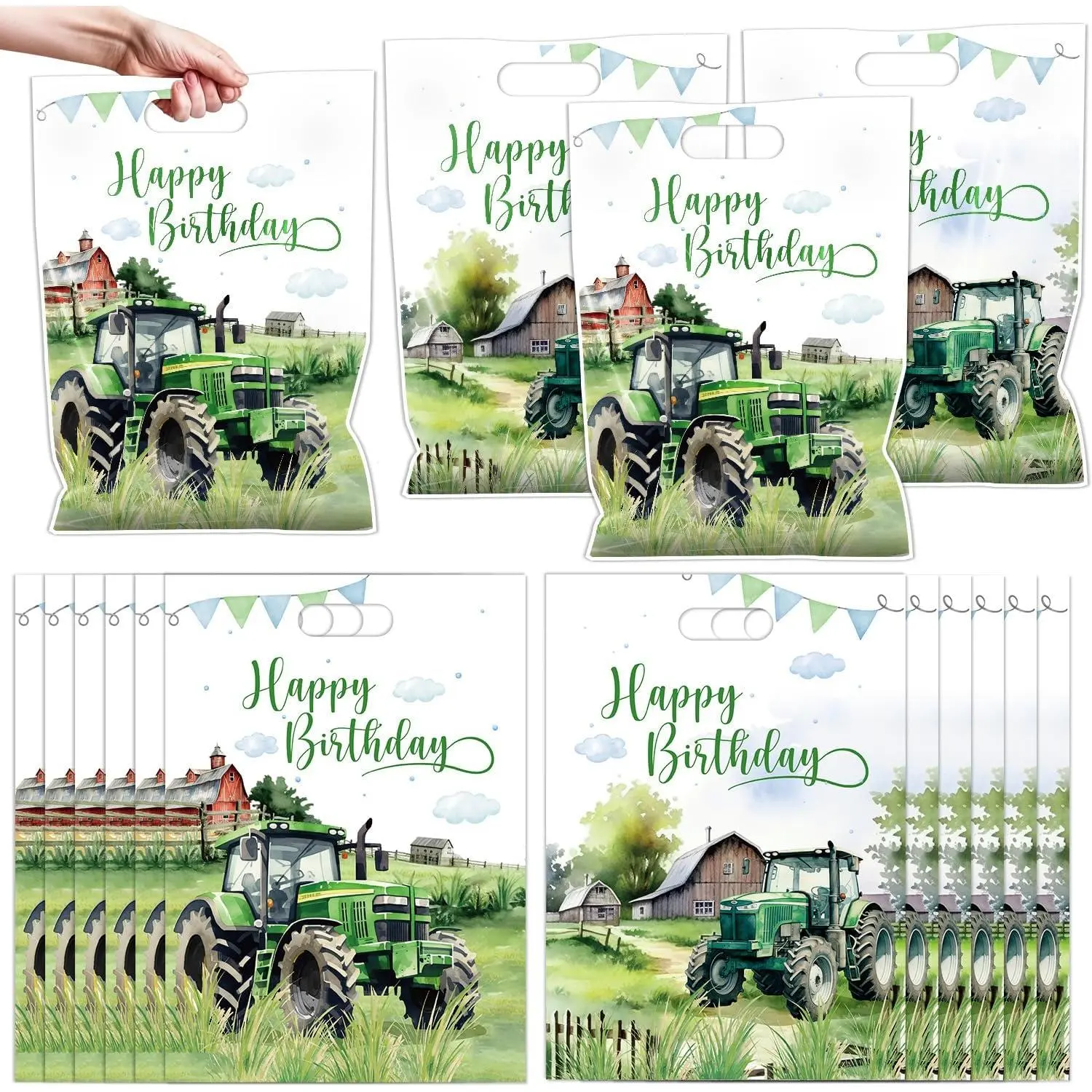 Tractor Party Favor Bags - Bulk Tractor Theme Goodie Bags with Handle for Birthday Party Favors, Pinata Bags Candy Boxes Baggies Supplies (50 Pcs)