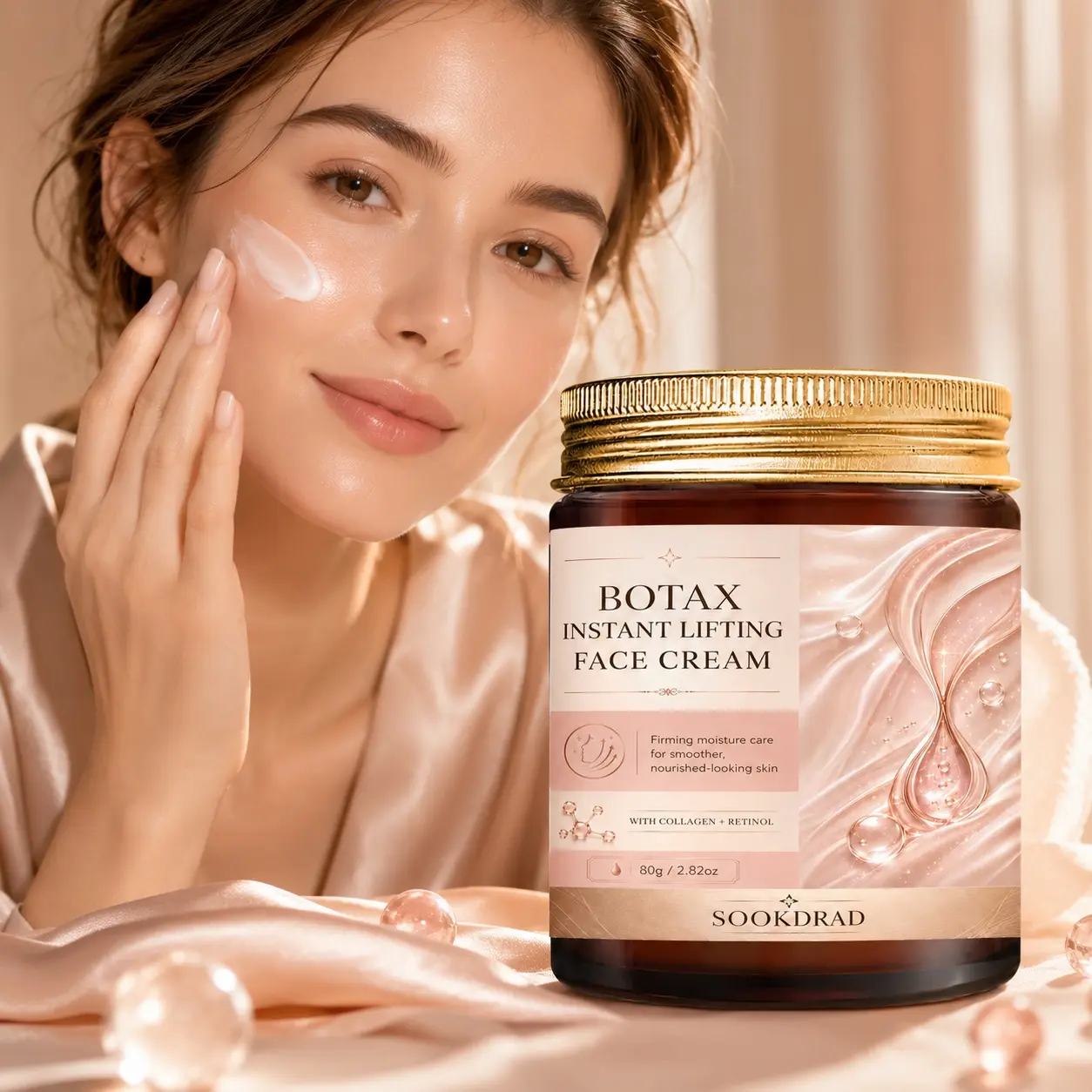 Botax Instant Lifting Face Cream, with collagen, retinol, firming, moisturizing, for face, smoother, nourished-looking skin, 80g/2.82oz