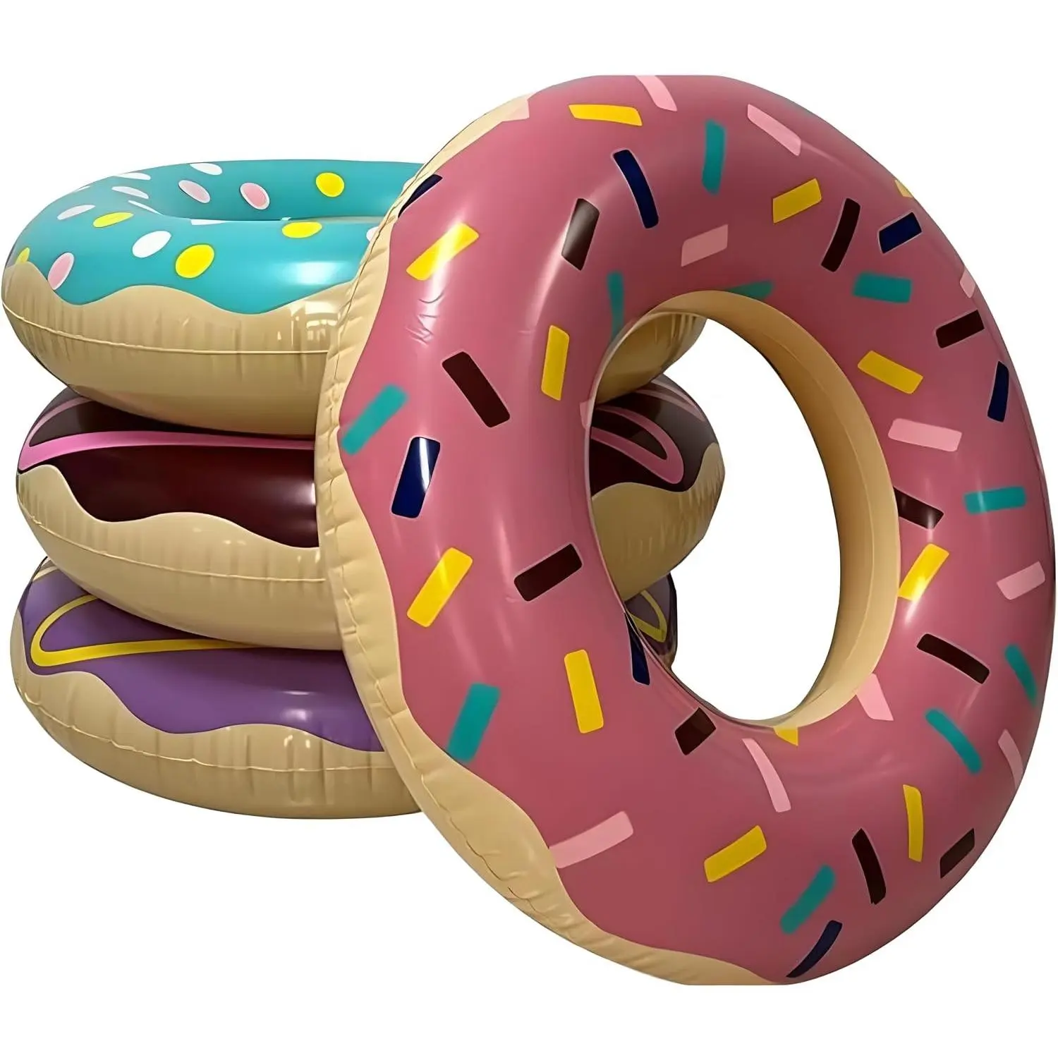 4 Pack 30 Inch Donut Pool Floats for Kids & Adults - Swim Rings Tubes Floaties for Swimming Pool, Inflatable Party Decorations, Beach Toy, Blow Up Water Floaties for Lake
