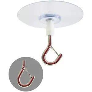 Adhesive Ceiling Hook - Weight-Bearing Stick-On Ceiling Hook, Sticky | Drill Free Hanging Hook with Safety Clasp, Water Resistant for Plants Chimes Storage