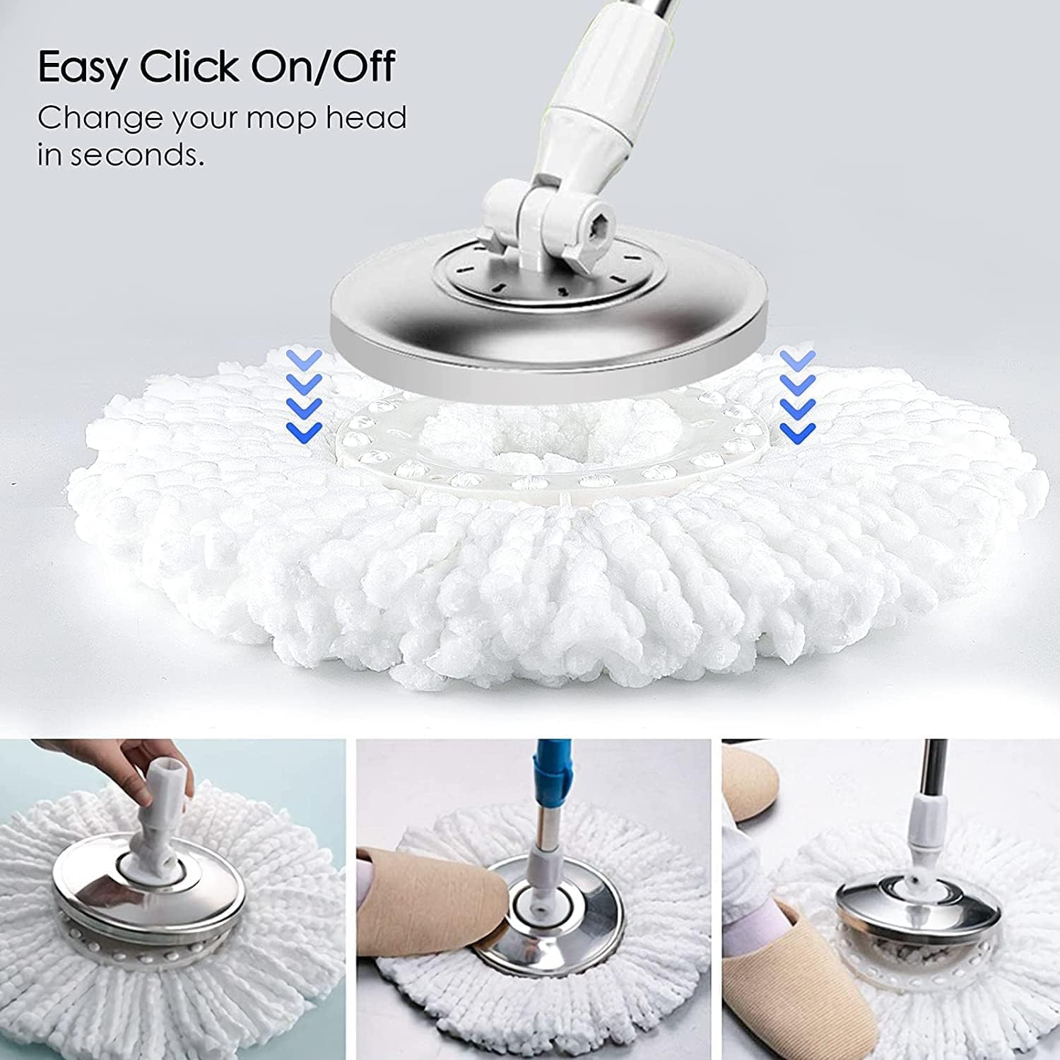 Mop Replacement  for 360? Spin Magic Mop, Microfiber Spin Mop Refills, Round Shape Standard Universal Size (3 Pack)