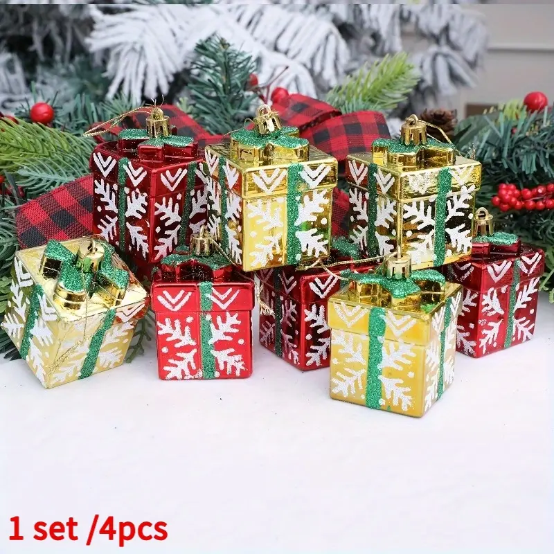 1 set /4pcs Christmas Ornament Set, Festive Tree Decorations, Window Display Hangings, Holiday Scene Accessories, Perfect for Christmas Trees