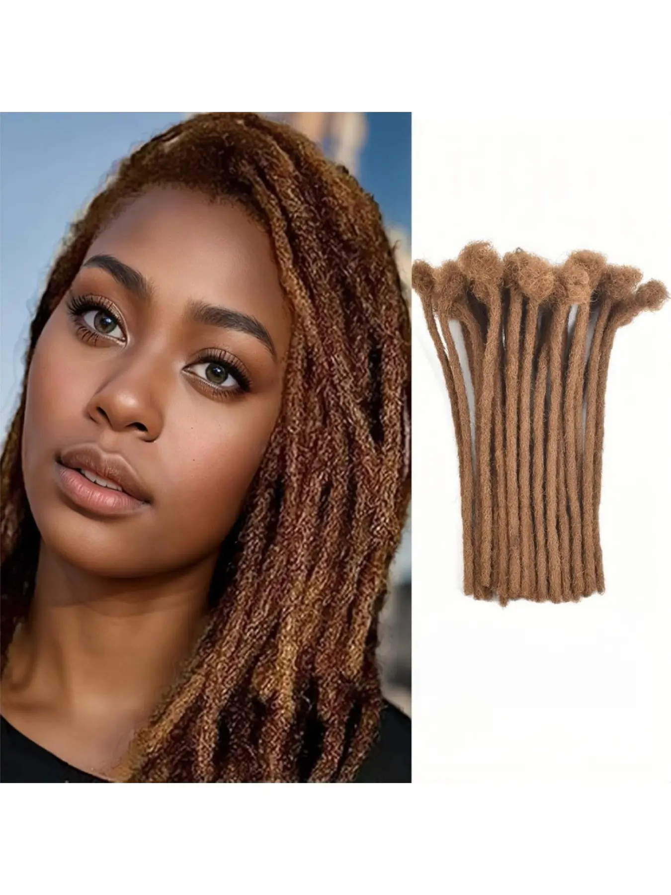 Brown Human Hair Loc Extensions 6–16 Inch 0.6cm Handmade Dreadlock Extensions 10/30/60 Strands Full Head Permanent Natural Locs #30 Color Soft Durable