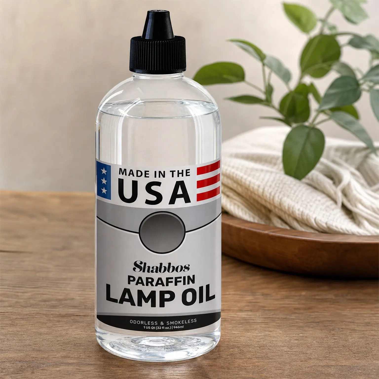 Clear Smokeless Odorless Paraffin Lamp Oil - Clean Burning Fuel for Indoor and Outdoor Use, Includes E-Z Fill Cap and Pouring Spout, 32ozGift