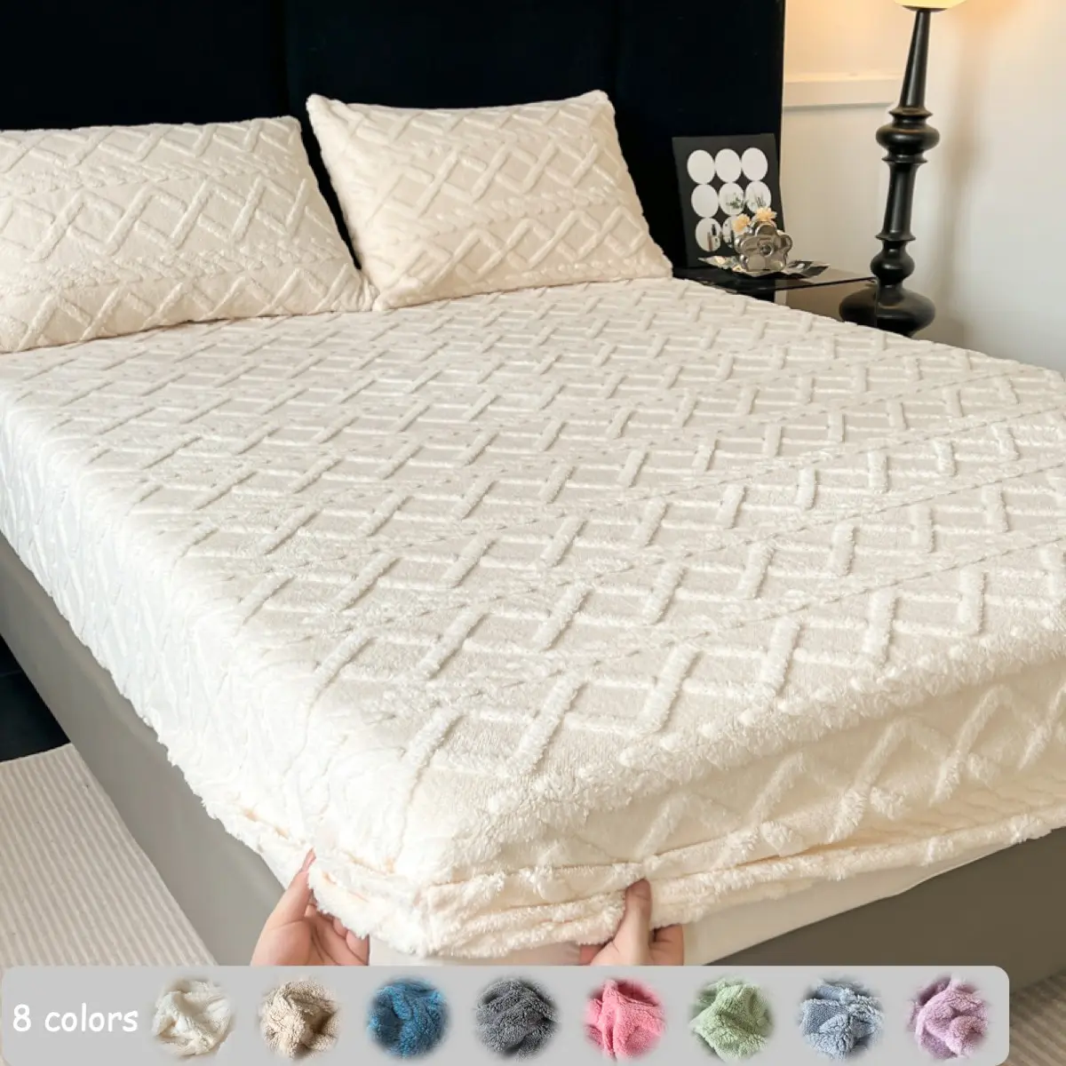 2/3pcs Solid Color Milk Velvet Breathable Fitted Sheet Mattress Cover Set, Ultra Soft Thick Warm Bed Cover with 1/2 Pillowcases, Skin-Friendly Comfy Cozy Dustproof Mattress Protector for Bedroom, Hotel & Guest Room, Hotel Quality Luxurious Beddings