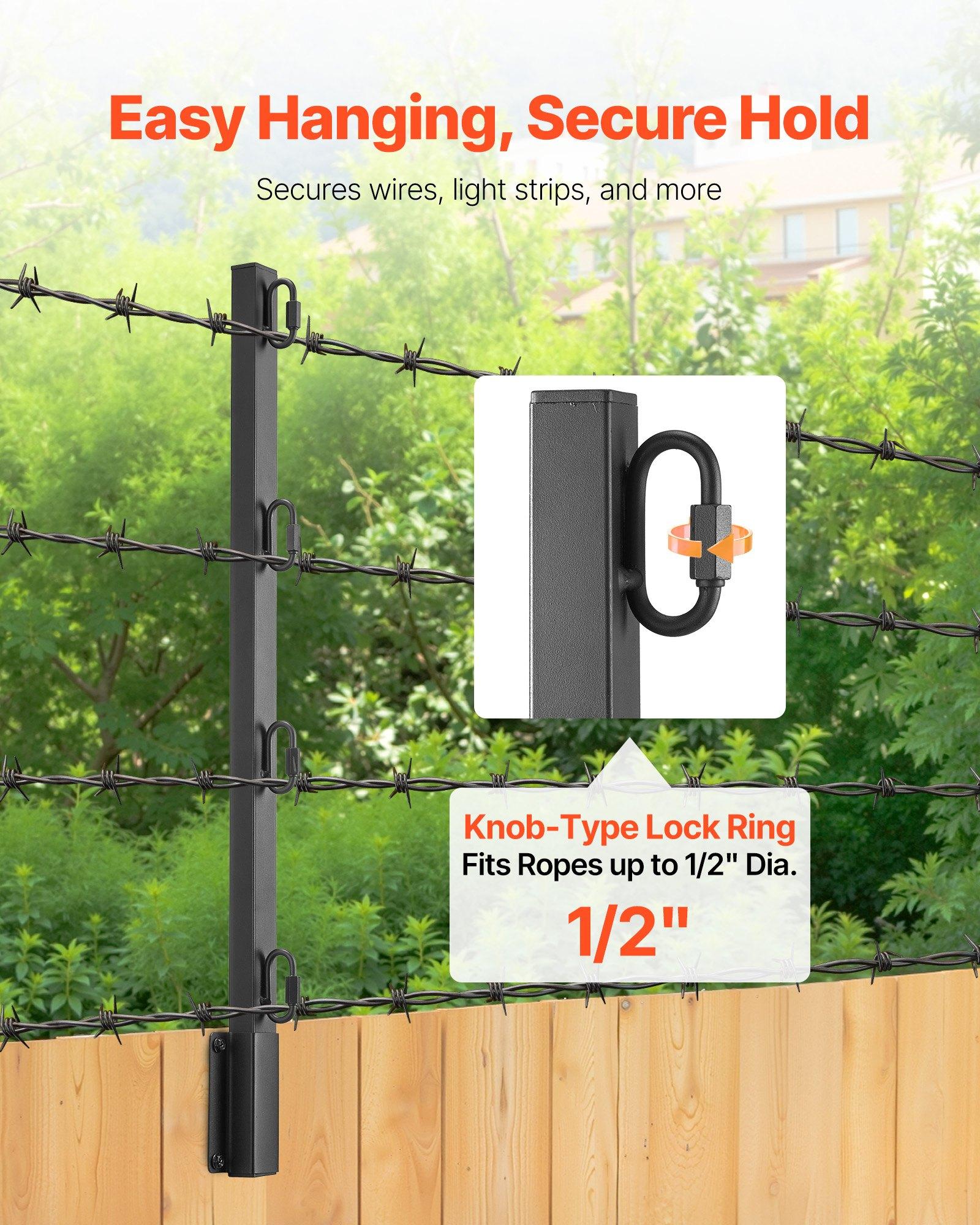 VEVOR Fence Post Extender, 8 Packs 23.8 in Barbed Wire Arm, Sturdy Steel Fence Height Extender, Flat or Surface Mounted Barbed Wire Extension Arms, Protect Privacy and Prevent Pets Jumping Off VEVOR Fence Post Extender, 8 Packs 23.8 in Barbed Wire Arm, Sturdy Steel Fence Height Extender, Flat or Surface Mounted Barbed Wire Extension Arms, Protect Privacy and Prevent Pets Jumping Off