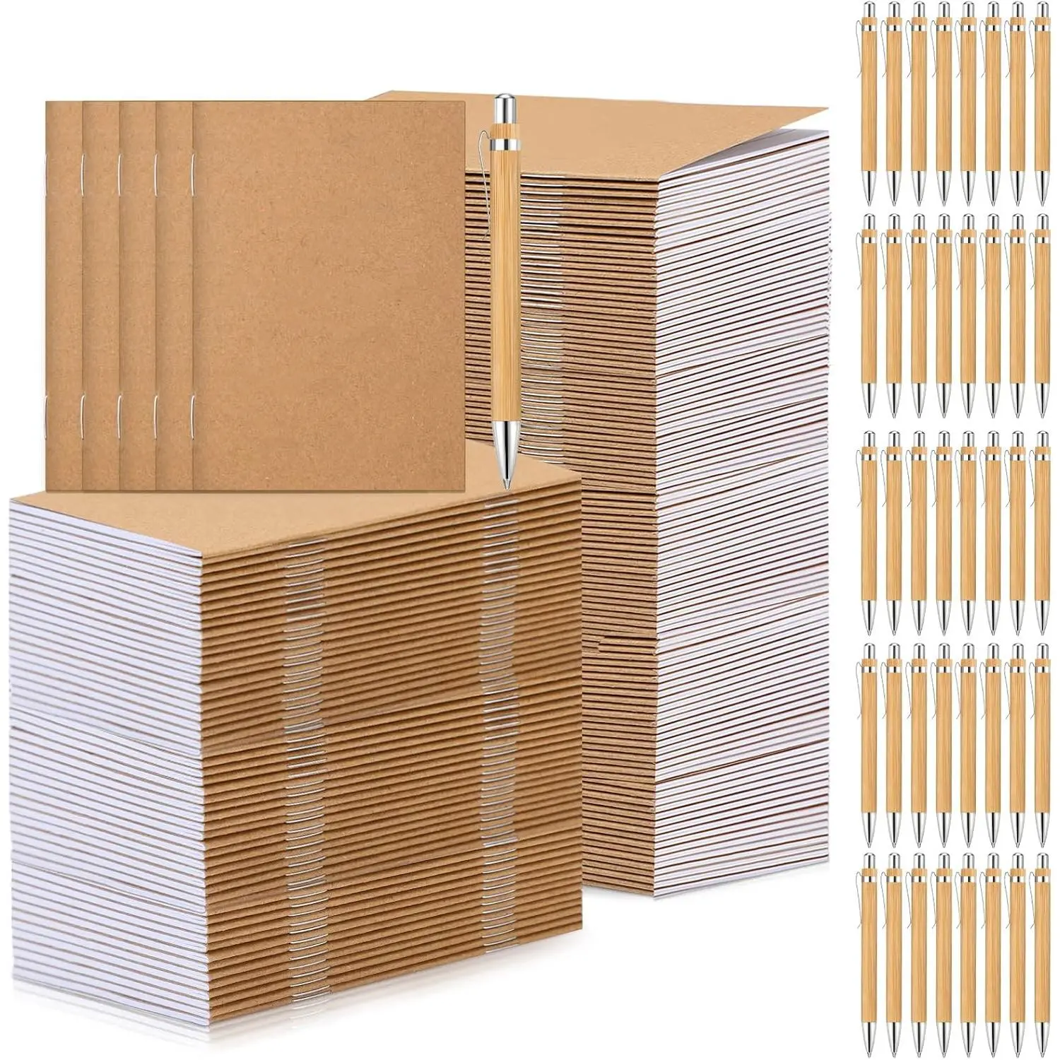 50 Sets Bulk Pack Small Notebooks with Pens, Classic Color Office & School Stationery Supplies
