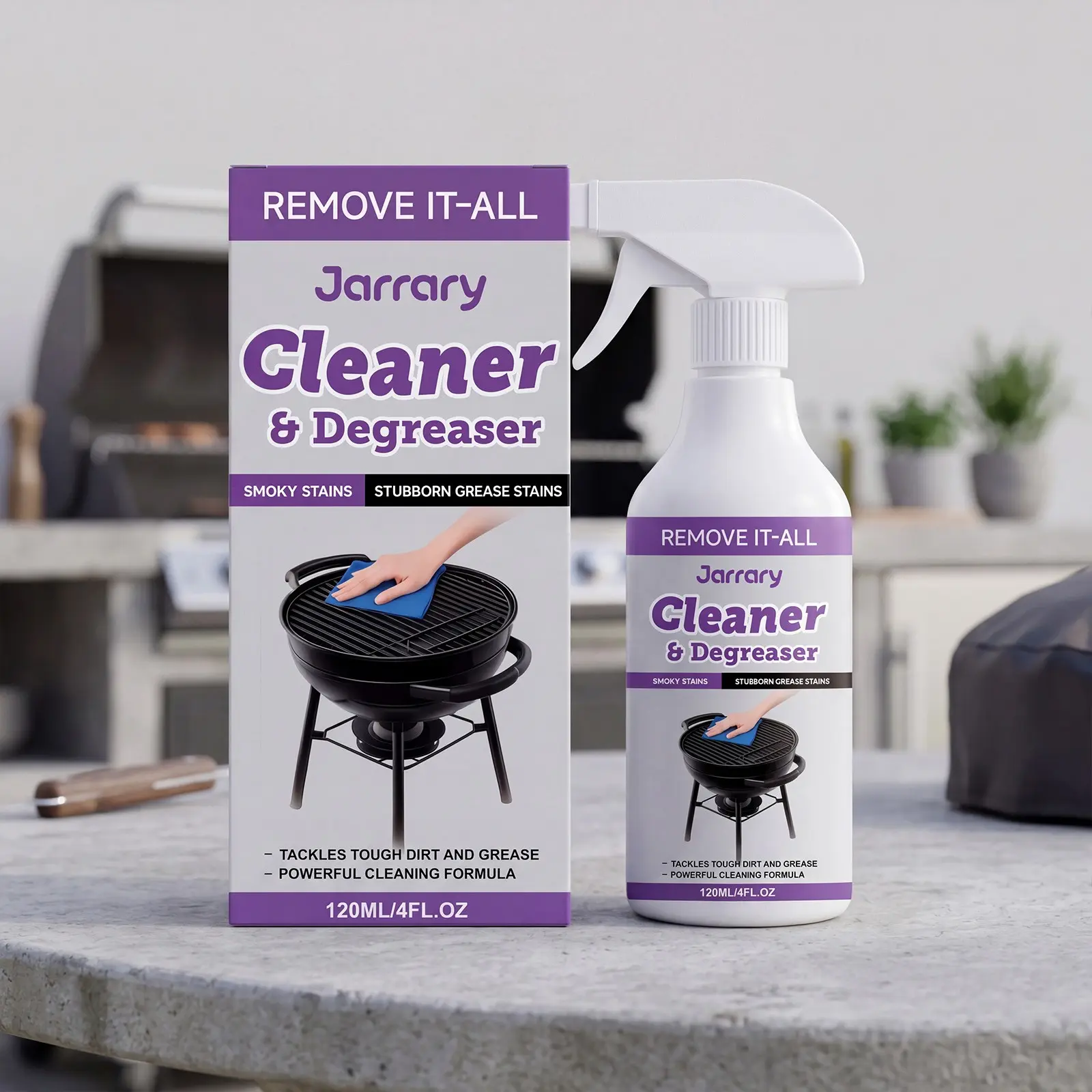 Jarrary BBQ Grill Cleaner, Multi-Scene Oil Stain Remover for Home Use, Ideal for Grills and Frying Pans, Effective Cleaning Solution